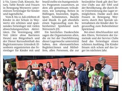 ABH VoG - Eifeler Service Clubs ermöglichen tolle Zeit in Weywertz